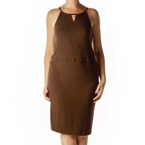 Design History Brown Jersey Spaghetti Strap Day Dress